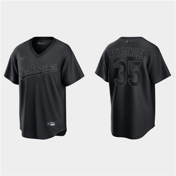 Men's Los Angeles Dodgers #35 Cody Bellinger Black Pitch Black Fashion Replica Stitched Jersey